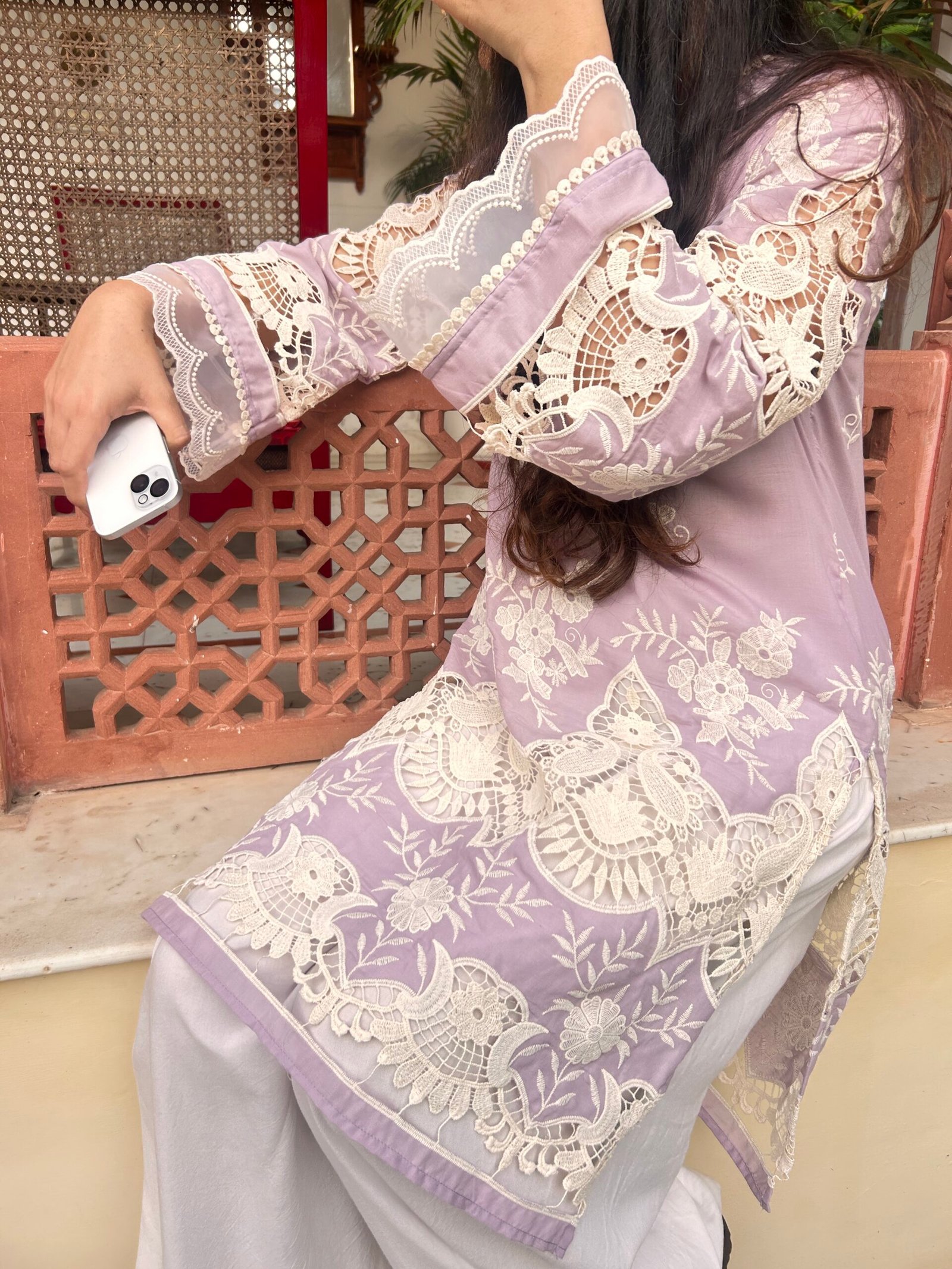 Lilac Queen Kurti with Farshi salwar - Image 2
