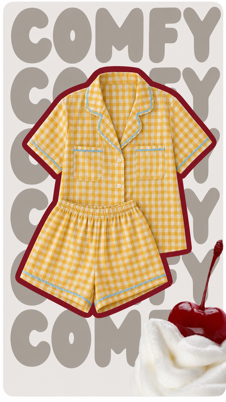 Sunny Gingham Night Suit - Image 4