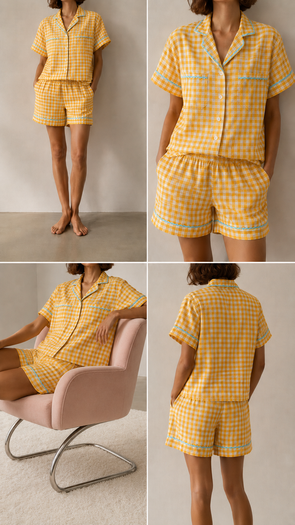 Sunny Gingham Night Suit - Image 5