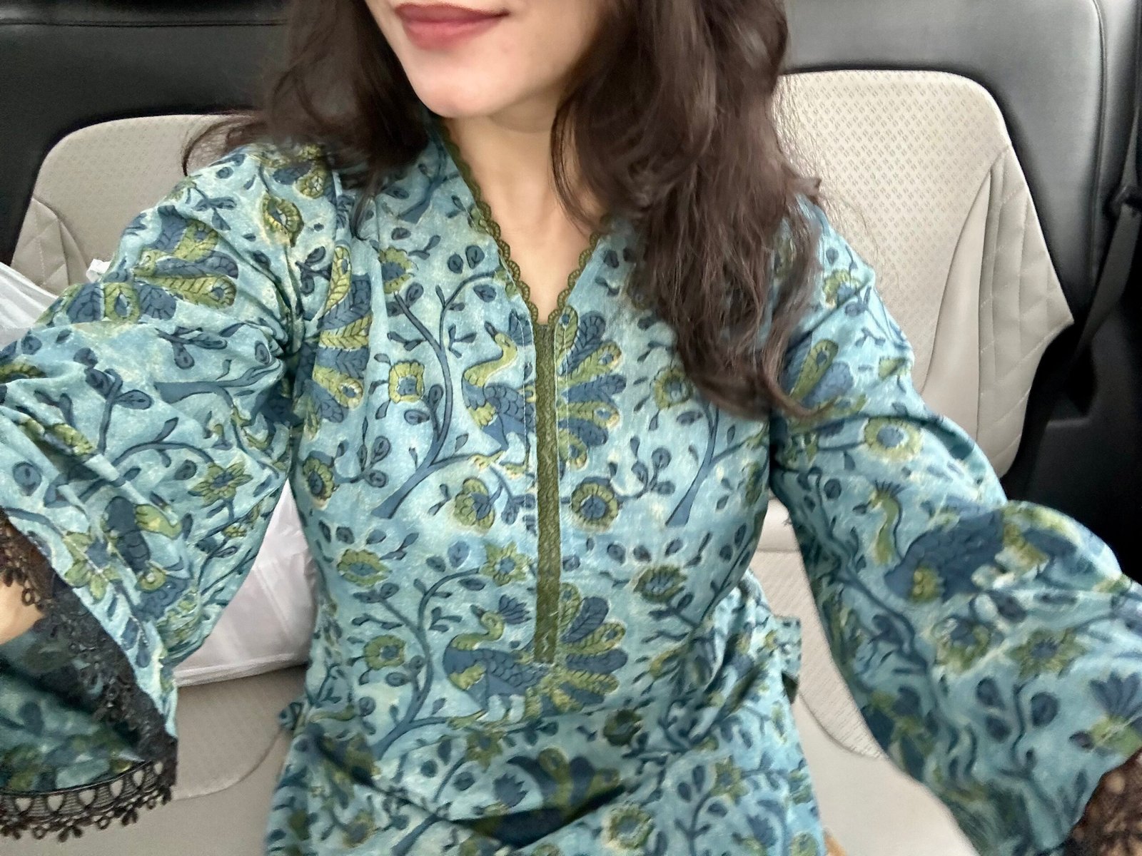 Morni Set – Vanaspati Hand Block Printed Kurti with Farshi Salwar - Image 3