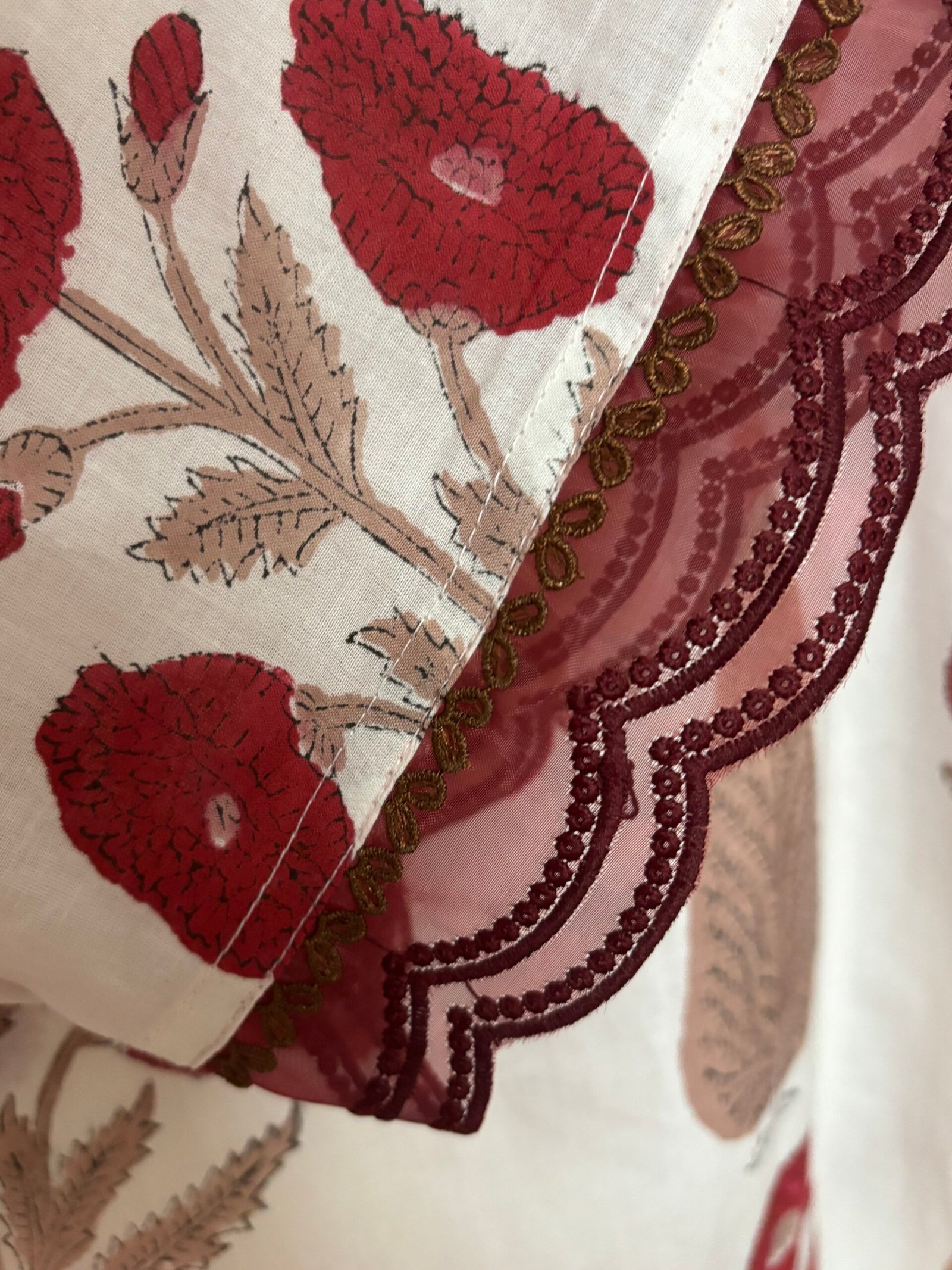 Red rose Set– Hand Block Printed Kurti. - Image 4