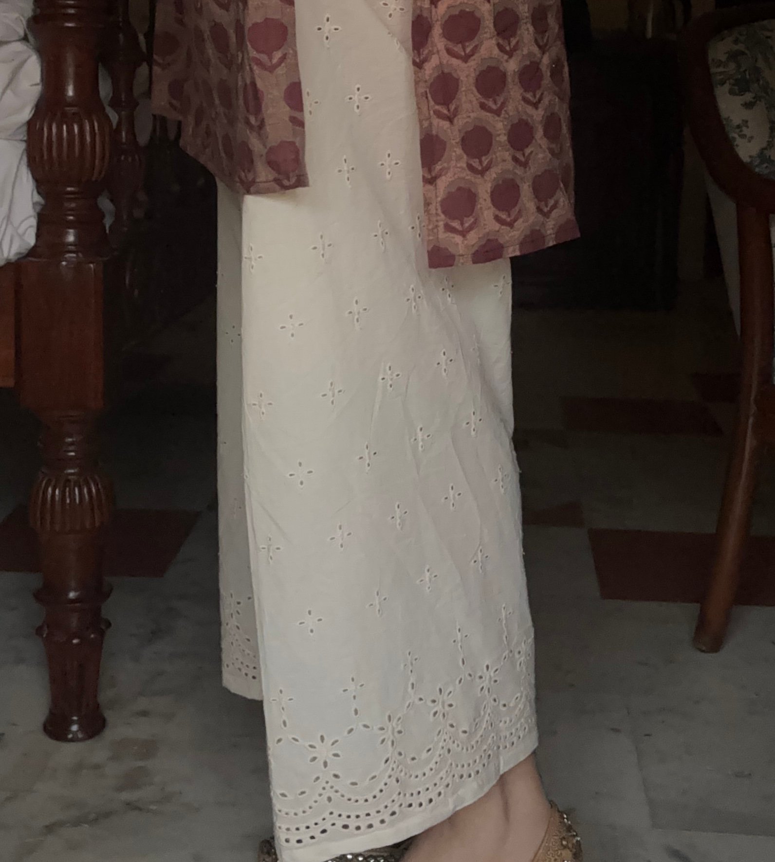 Mauve Gulab– Hand Block Printed Kurti with Hakoba cotton Farshi Salwar - Image 7