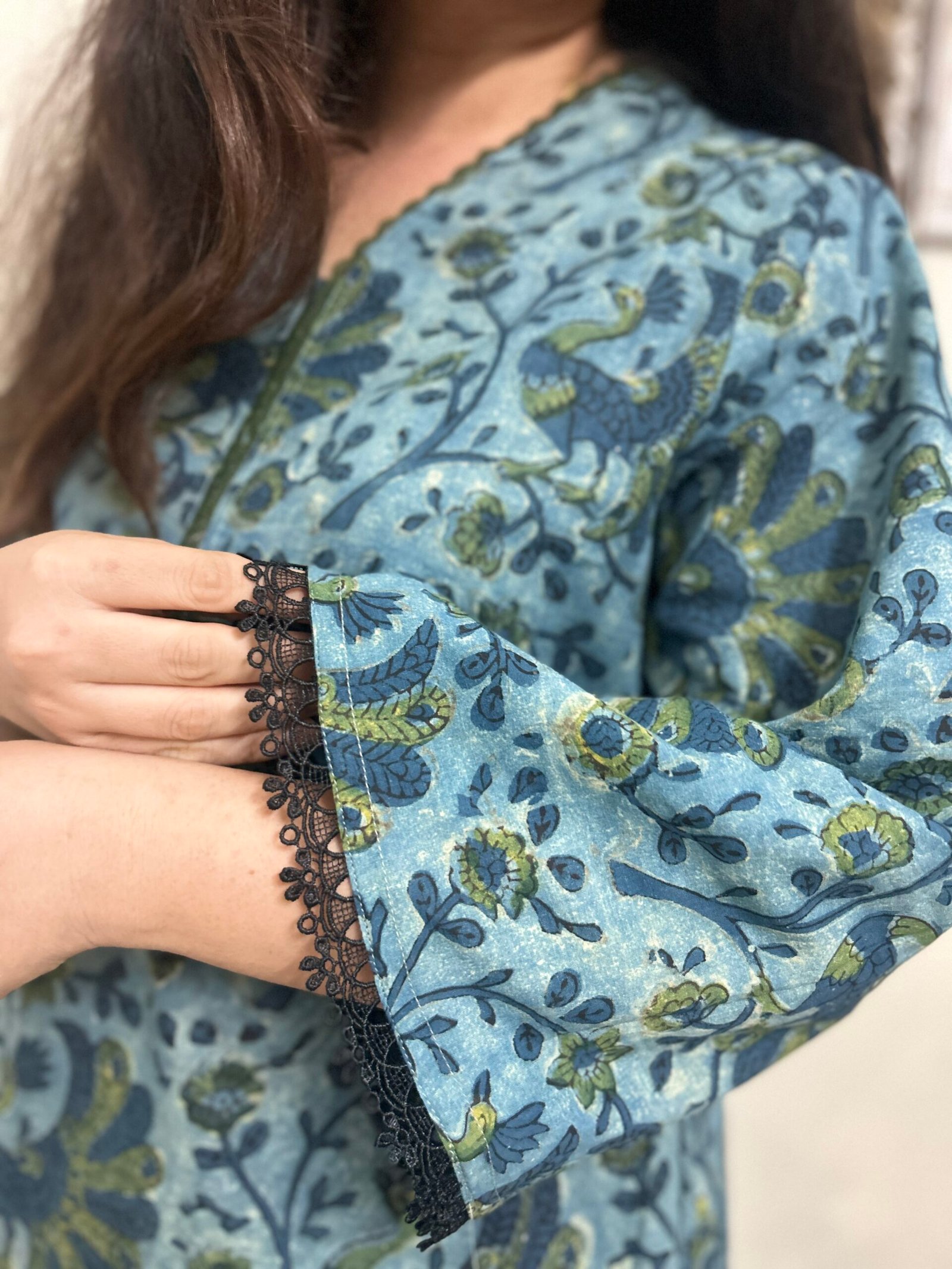 Morni Set – Vanaspati Hand Block Printed Kurti with Farshi Salwar - Image 5
